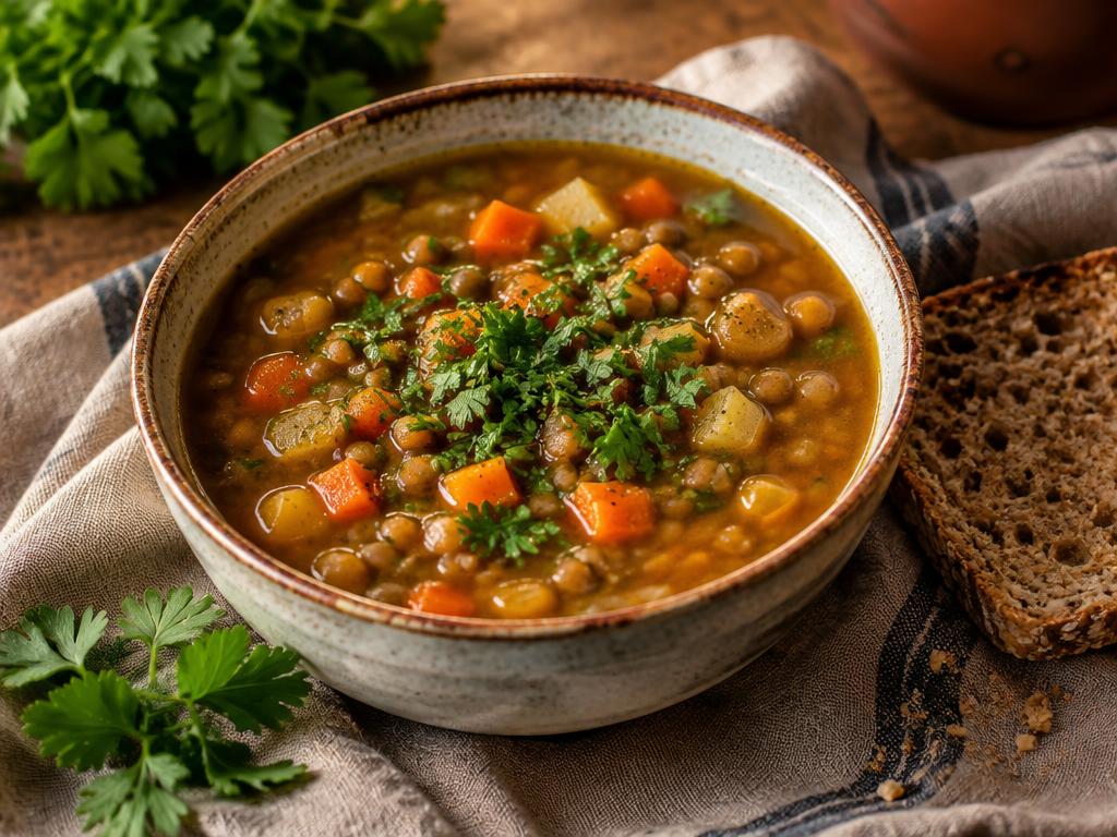 Чечевичный суп с овощами